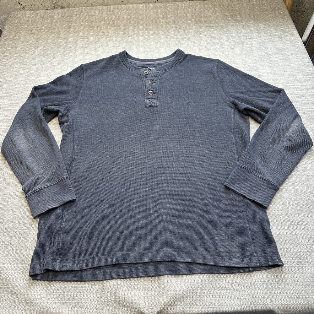 Eddie Bauer Men's Charcoal Henley Crewneck Sweater